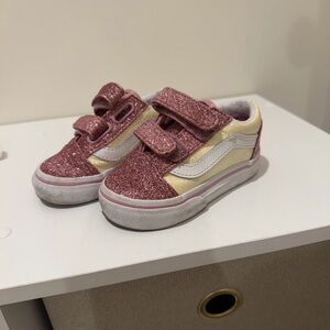 Vans Kids Glitter Sneakers - Pink and Gold Trim